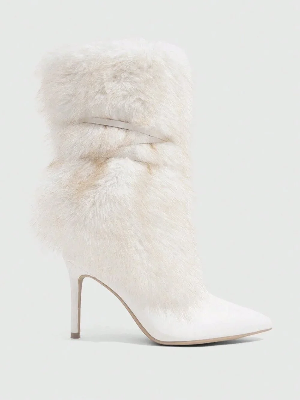 White Sexy Women's Stiletto Foldover Boots